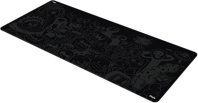 Pixio Mouse Pads - 36 x 16 inch XXL Monster Doodle Black Multifunctional Large Desk Mats for Gaming, Office, Desktop Anti-Slip Waterproof Washable Computer Mouse Mat