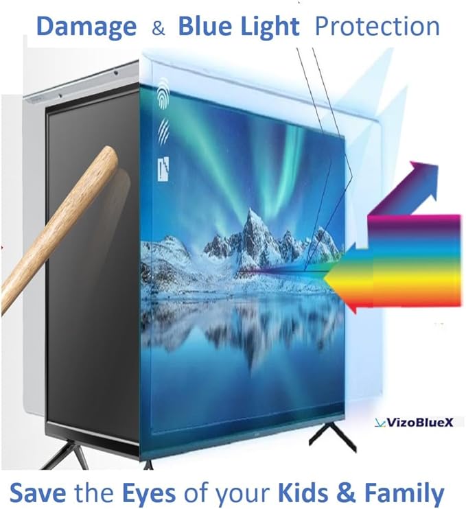 VizoBlueX 42-43 inch Blue Light and Damage TV Screen Protector. Protection Shield & Anti-Blue Light Filter Blocking UV for LCD LED 4K OLED QLED (38.0 x 22.0 inch)