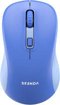 seenda Bluetooth Wireless Mouse, Bluetooth & 2.4G USB Dual Mode, Quiet Clicks, 1600 DPI Smooth Tracking, Ergonomic Design, 24-Months Battery Life, Portable Mouse for Laptop/Mac/Ipad/PC/Tablet-Blue