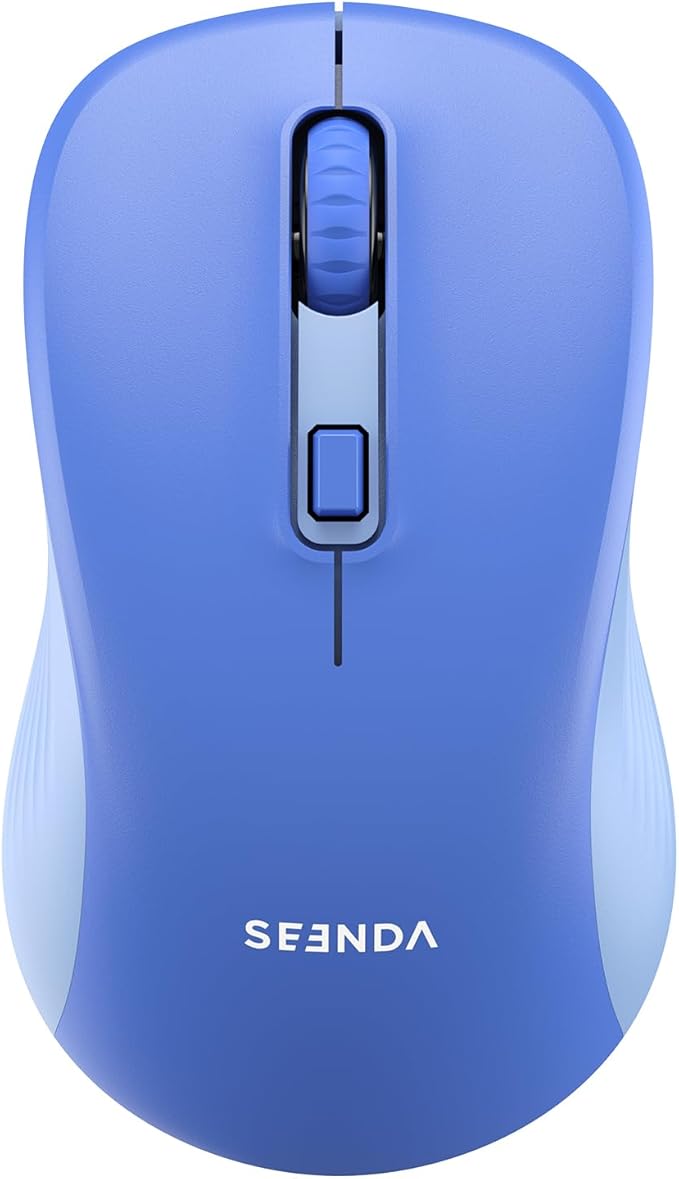 seenda Bluetooth Wireless Mouse, Bluetooth & 2.4G USB Dual Mode, Quiet Clicks, 1600 DPI Smooth Tracking, Ergonomic Design, 24-Months Battery Life, Portable Mouse for Laptop/Mac/Ipad/PC/Tablet-Blue