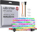 BTF-LIGHTING FCOB WS2811 IC RGB COB LED Strip 864LED/m Flexible High Density Color Chasing Uniform Light DC12V 16.4FT 24IC/m 12mm Width for DIY Lighting Projects(No Adapter or Controller)