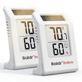 2.2'' Digital Thermometer and Hygrometer Meter, Solar-Powered Indoor Temperature Sensor Humidity Monitor, Humidity Gauge for Baby Rooms, Bedrooms, Home, Office, and Wine Cellars, White, 2Pack