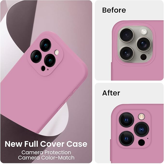 FireNova Designed for iPhone 15 Pro Max Case, Silicone Upgraded [Camera Protection] Phone Case, Soft Anti-Scratch Microfiber Lining Inside, 6.7 inch, Lilac Purple