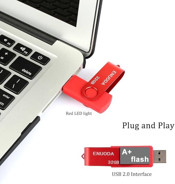 32GB Flash Drive ENUODA 3 Pack Thumb Drives Swivel Design USB 2.0 Memory Stick Jump Drive Pen Drive for Data Storage and File Transfer (Blue Red Black)