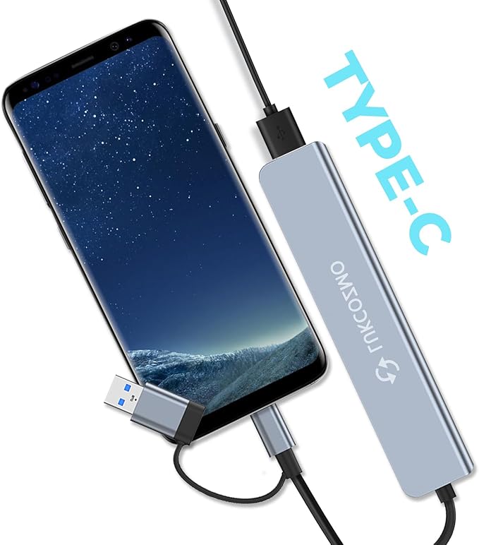 LUKCOZMO USB Hub USB C Hub USB Splitter 7 in 1 USB Extender with 4 USB Port 1 USBC Port TF/SD Card Reader Audio Output Compatible with MacBook/Pad Pro/Dell/HP Laptop/Phones…