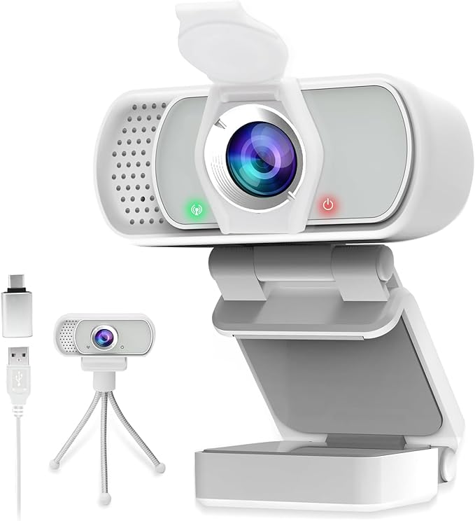 usb c webcam 1080P Webcam,Live Streaming Web Camera with Stereo Microphone, Desktop or Laptop USB Webcam 110 Degree View Angle, HD Web cam for Switch 2,Video Calling, Recording, Conferencing, Gaming