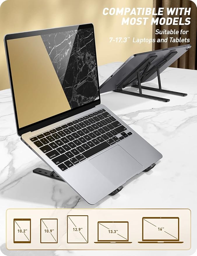 i-Blason Cosmo Laptop Stand, Adjustable Aluminum Alloy Laptop Riser Holder with Multi-Angle Stand Compatible with MacBook Pro/MacBook Air, 7-17.3" Laptops & Tablets (Black)
