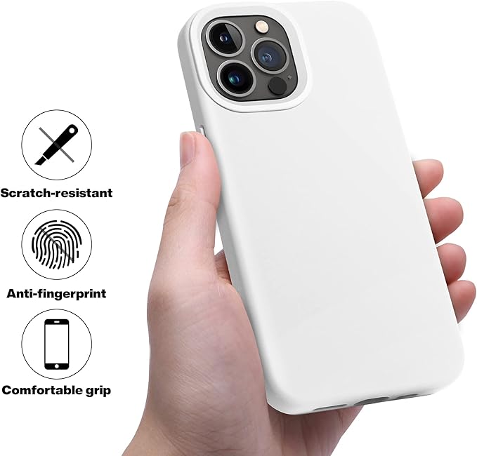 OTOFLY Compatible with iPhone 13 Pro Case, Liquid Silicone Slim Protective Shockproof Phone Case Cover with Anti-Scratch Microfiber Lining, 6.1 inch, White