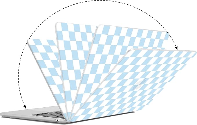 G JGOO Compatible with MacBook Air 13 inch Case 2026 2025-2022 M5 A3449 M4 A3240 M3 A3113 M2 A2681, Plastic Hard Shell for MacBook Air 13.6 inch Case +Keyboard Cover +Screen Protector, Blue Checkered