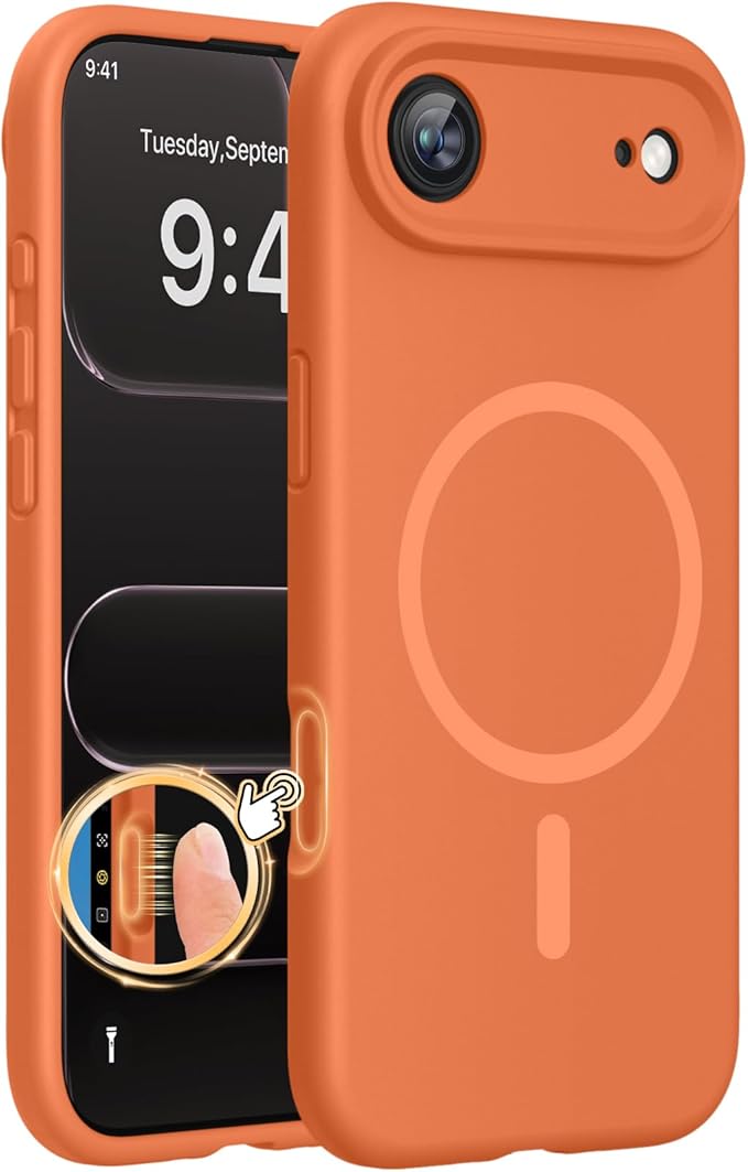 Miracase Magnetic for iPhone Air Case, Compatible with MagSafe, Integrated Silicone Camera Control Cover,Shockproof Drop Protection Phone Case for 17 Air,Orange