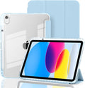 Case for iPad A16 11th Generation 11 Inch 2025, iPad 10th Generation 10.9 Inch 2022, Hybrid Protective Cover with Pencil Holder, Clear Transparent Back Shell Anti-Yellowing Case, Light Blue