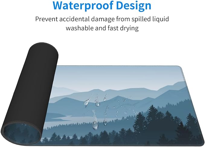 Mountain Gaming Mouse Pad Large Long Extended Pads Big Mousepad Extended Large Non-Slip Rubber Base Waterproof Big Keyboard Mat with Stitched Edges for Office Home and Game,31.5x11.8 Inch