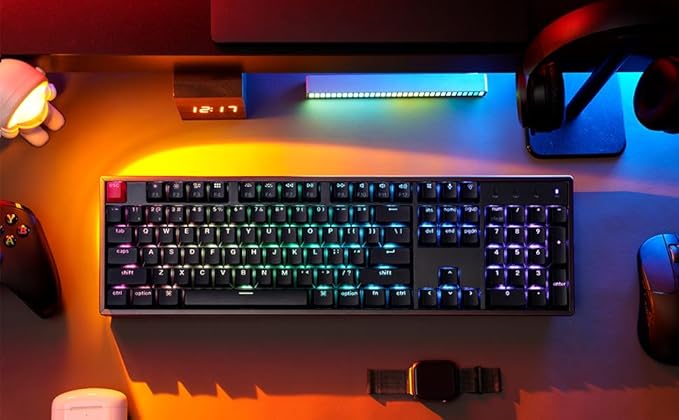 Keychron K10 Version 2, QMK Wireless Mechanical Gaming Keyboard, Full Size Hot-swappable Super Red Switch, RGB Bluetooth/USB-C Wired Professional Office Keyboard for Mac/Windows