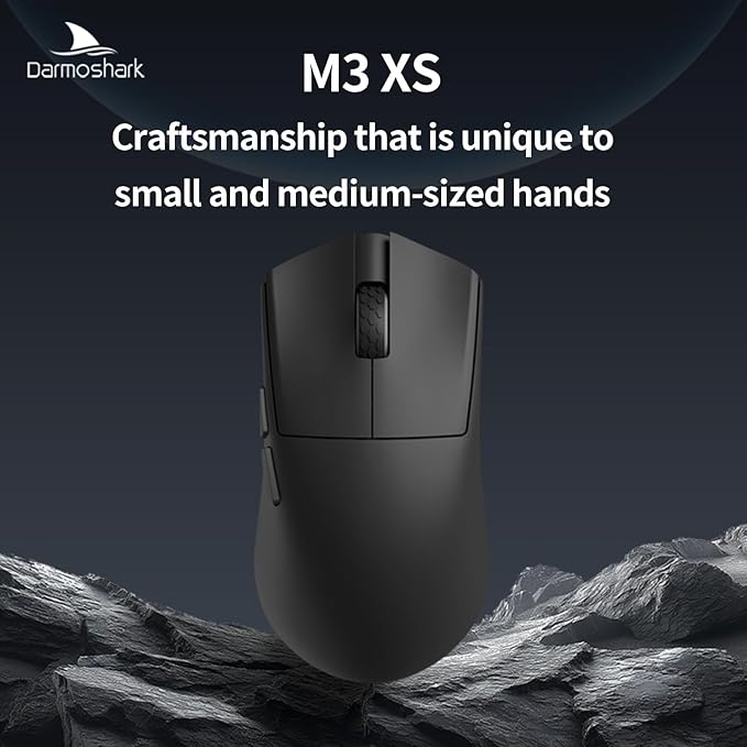 Darmoshark M3XS Mini Wireless Gaming Mouse,Tri-Mode 2.4G/USB-C/Bluetooth,Up to 26000DPI,PAW3395 Optical Sensor Lightweight 45g,5 programmable Button,Computer Mouse for Laptop,PC,Mac-B