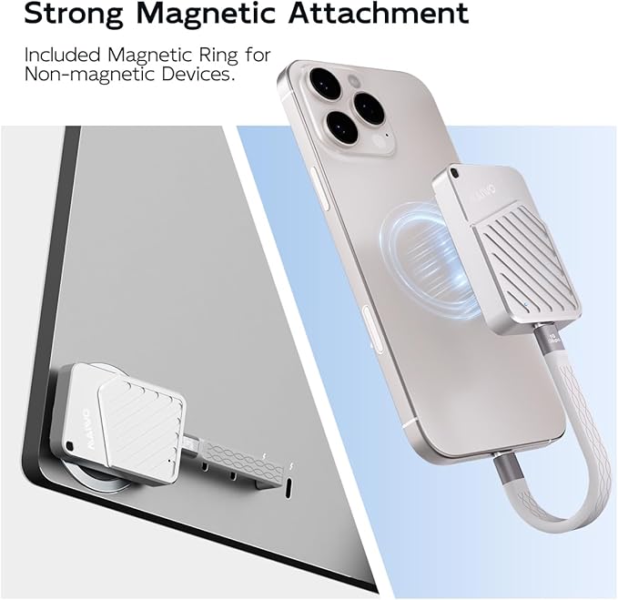 MAIWO 1TB Magnetic Portable SSD 2050MB/s USB C 3.2 GEN2x2, External Solid State Drive for iPhone15/16/17/Mac/iPad/Android/Windows, Aluminum, Support 4K ProRes Video Record