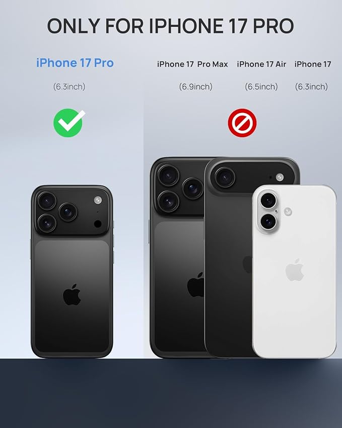 Lanhiem Magnetic for iPhone 17 Pro Case, IP68 Waterproof Dustproof, Built-in Screen Protector [Compatible with Magsafe] Heavy Duty Rugged Cover Full Body Phone Case, 6.3 inch, Black