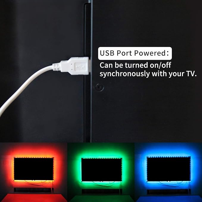 Bason TV LED Backlight for 55-65 inch TV, Bluetooth APP & Remote Control Strip Lights, Immersive Music Sync RGB USB Bias Lighting, Ambient TV Backlighting for Gaming, Movie & Home Theater Setup