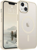 SUPFINE Magnetic for iPhone 14 Case & iPhone 13 Case (Compatible with MagSafe)(Military Grade Drop Protection) Slim Translucent Matte Shockproof Phone Cover,Antique White