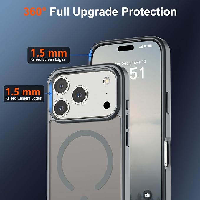 SUPFINE Magnetic for iPhone 17 Pro Case (Compatible with MagSafe)(Military Grade Drop Protection) Translucent Matte Shockproof with Anti-Fingerprint Phone Cover,Gray