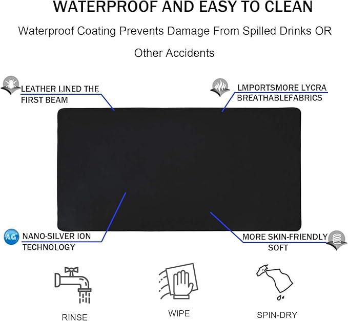 Gaming Mouse Pad, Large Mouse Pads Waterproof Extra Large Big Mouse Pad with Stitched Edge, XXXL Non-Slip Black Computer Mousepad Desk Mat for Gamer, Office & Home, Black
