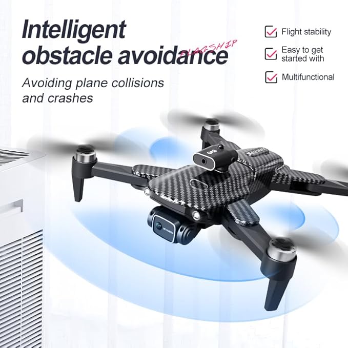 Drone with Camera 4K, 150° Adjustable Lens Foldable RC Quadcopter, Brushless Motors, Night Vision, Shock Absorbing, Obstacle Avoidance, One Key Take Off, 2 Batteries