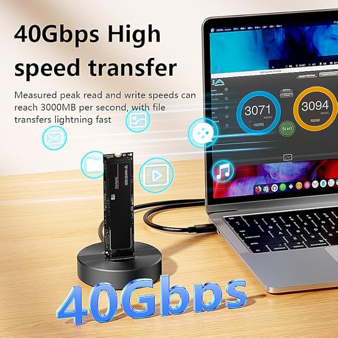 USB4.0 (USB-C) 40G Portable NVMe M-Key (B+M) / NVMe / PCIe SSD (22110, 2280, 2260, 2242, 2230) Ultra Fast External SSD Docking (Docking Only)