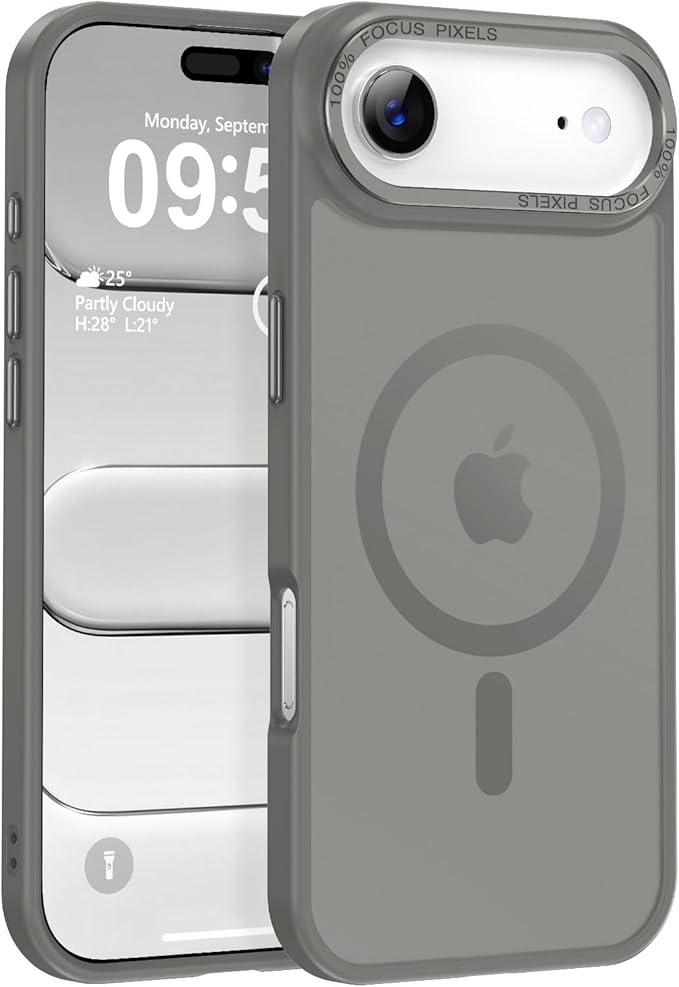 Newfuture Magnetic for iPhone Air Case [Compatible with Magsafe] [Military Grade Drop Protection] Translucent Matte Anti-Scratch Shockproof Protective Phone Cover 6.5 Inch, Titanium Gray