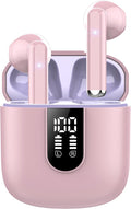 Jesebang Wireless Earbuds, Bluetooth 5.4 Headphones HiFi Stereo, Bluetooth Earbuds with ENC Noise Cancelling Mic, 36H LED Display Ear Buds, IPX7 in Ear Earphones for Phone Tablet Laptop Sports, Pink