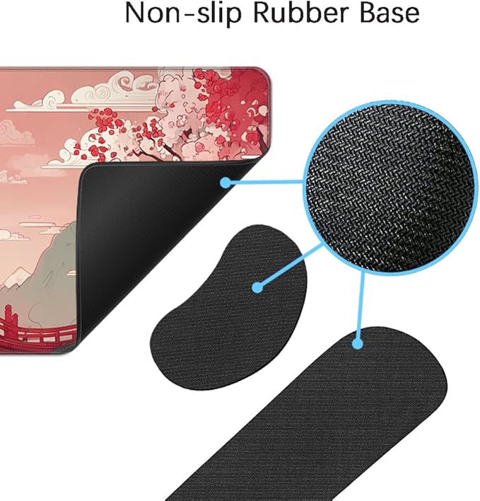 Desk Mat, Large Gaming Mouse Pad with Wrist Rest, 4 in1 XXL Mouse pad+Keyboard Wrist Rest+Mouse Pad Wrist Support+Cup Coaster Set, Ergonomic Desk Pad for Home Office, Japanese Sunrise