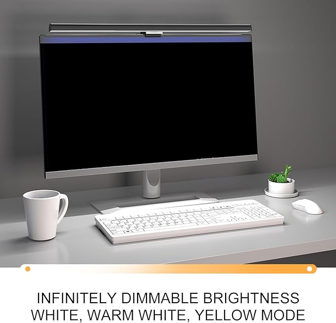 Computer Monitor Lamp, LED Screen Light Bar for Eye Caring, Stepless Dimmable, Touch Control, Office Monitor Light (White)