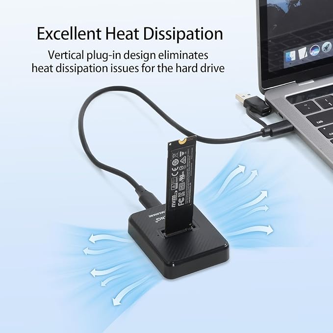 ELUTENG M.2 NVMe SSD Docking Station, 10Gbps USB-C & USB-A PCIe SSD Reader, 2-in-1 Cable, B+M Key Compatible, Fits 2230/2242/2260/2280 SSD, No SATA/mSATA Support, Black