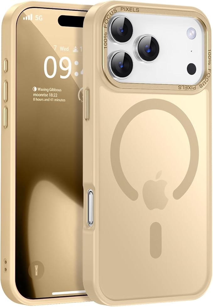 Newfuture Magnetic for iPhone 17 Pro Case [Compatible with Magsafe] [Military Grade Drop Protection] Translucent Matte Anti-Scratch Shockproof Protective Phone Cover 6.3 Inch, Creamy Yellow