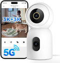 IMILAB 3K+3K Security Camera Indoor, Dual Lens Pet/Dog/Baby Camera with Xiaomi Home App, 2.4G/5G WiFi Plug-in Room Cam, Color Night Vision, Human Track, Two-Way Audio, No Subscription(C30 Dual)