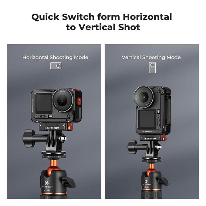 K&F CONCEPT 2 Pack Magnetic Adapter Mount for DJI Osmo Nano/Osmo Action 6, Quick Release Extension Base Bracket with 1/4" Adapter/Quick-Release Buckle for Tripod, Action Camera Vlogging Accessories
