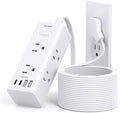 15Ft Extension Cord with Multiple Outlets, Flat Plug Power Strip Surge Protector with 15 Ft Long Cord, 6 Outlet 3 USB Ports (1 USB C), Multi Outlet Wall Plug for Travel, College, Dorm Room Essentials
