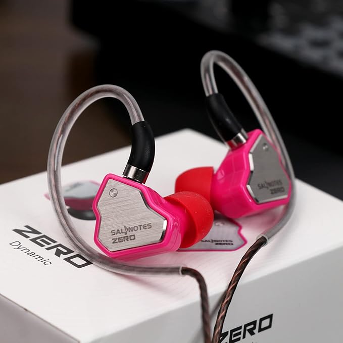 Linsoul 7Hz Salnotes Zero HiFi 10mm Dynamic Driver in-Ear Earphone IEM with Metal Composite Diaphragm Stainless Steel Faceplate Detachable 2Pin OFC Cable (Rose, Without Mic)