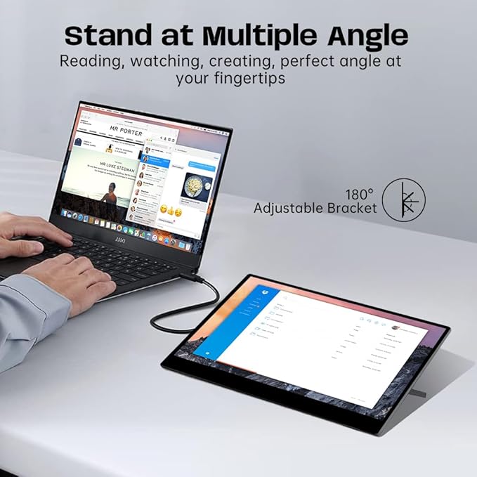 13.3 inch 4K 3840x2160 IPS Secondary Screen Portable Monitor 100% sRGB USB C HDMI Touch Small Computer Display for Gaming PC Laptop Drawing