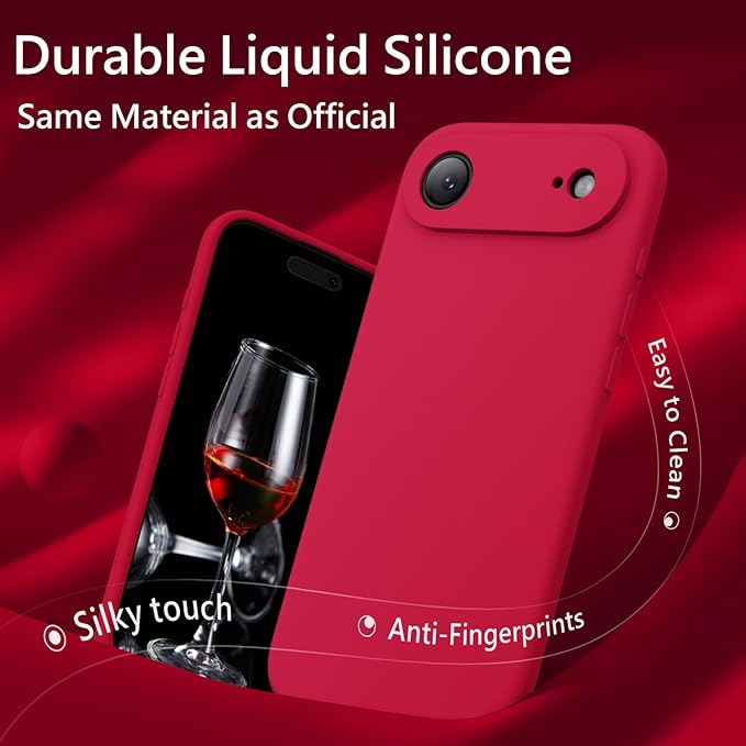 FireNova Magnetic for iPhone Air Case, Compatible with MagSafe, [Integrated Silicone Camera Control Button] [Camera Protection] Microfiber Lining Phone Case for iPhone 17 Air, 6.5", Deep Red