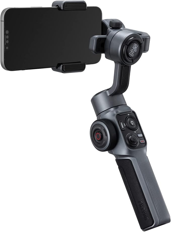 Zhiyun Smooth 5S Smartphone Gimbal Stabilizer 3-Axis with Built-in Fill Light for iPhone Android with Face Object Tracking for Vlog Video Live Stream INS YouTube (Smooth 5 Upgrade Version)-Gray
