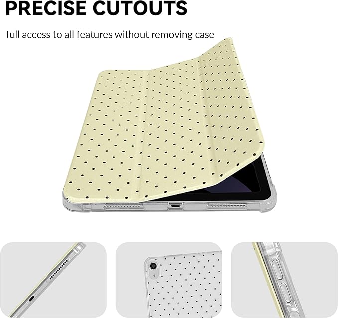 Lovmooful Compatible for iPad 11th 11-Inch A16 (2025),iPad 10 (10.9-Inch,2022 Model,10th Generation) Case with Pencil Holder Cute Polka Dot Aesthetic Design Soft TPU Trifold Stand Protective-Yellow