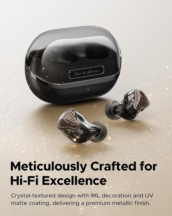 SoundPEATS H3 Hi-Res Wireless Bluetooth Headphones with LDAC, aptX Lossless, Triple Units, 55dB Active Noise Cancellation, 6 AI Microphones, Transparent Mode, BT5.4, APP, 37H, IPX5, Titanium Black