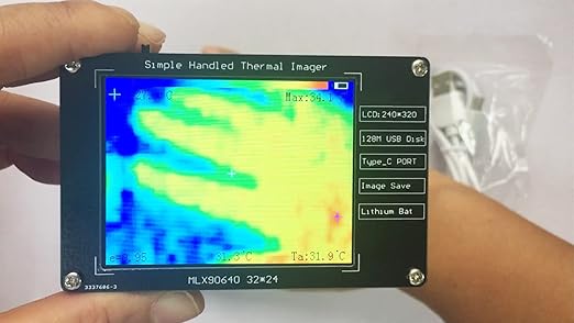 Upgraded MLX90640 Infrared Thermal Imager Portable Infrared Thermal Sensor High Accuracy Camera Temperature Tester Detection Non-Contact Measurement Buillt in Battery.