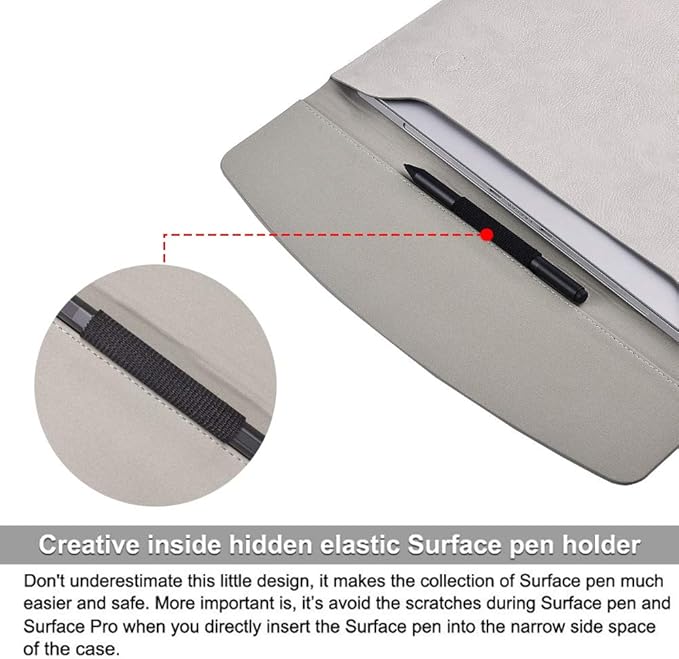 Surface Pro 11th/10/9/8/7/6/5/4/Pro X Sleeve case, for Microsoft 12-12.3-13 Inch Tablet Waterproof Ultrathin Carrying Cover with Small Bag (Palladium)
