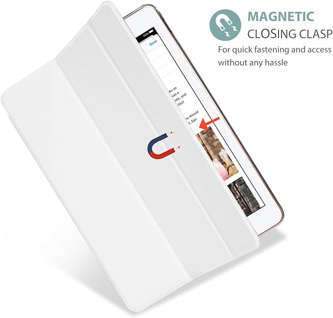 ProCase Smart Case for iPad 9.7 Inch iPad 6th/5th Generation 2018 2017(Model: A1893 A1954 A1822 A1823), Ultra Slim Lightweight Stand Cover with Translucent Frosted Back -White
