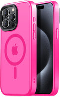 Tigowos for iPhone 15 Pro Magnetic Case Fits MagSafe Drop Resistant Shockproof Back Cover Fits iPhone 15 Pro Phone Cases 6.1", Hot Pink