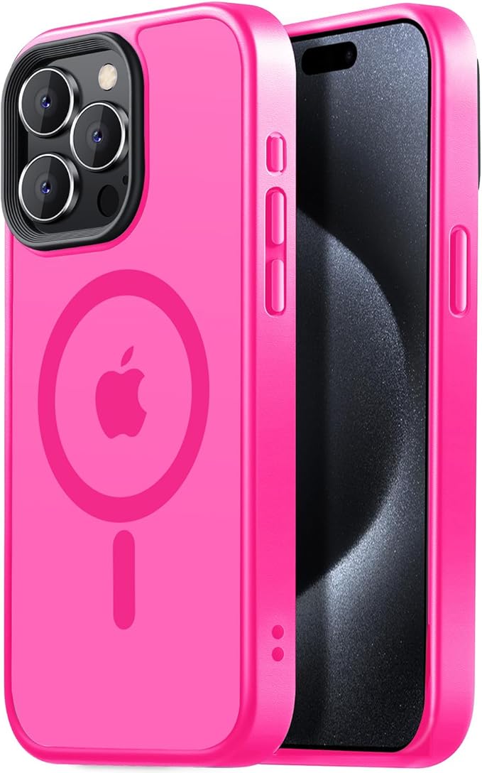 Tigowos for iPhone 15 Pro Magnetic Case Fits MagSafe Drop Resistant Shockproof Back Cover Fits iPhone 15 Pro Phone Cases 6.1", Hot Pink