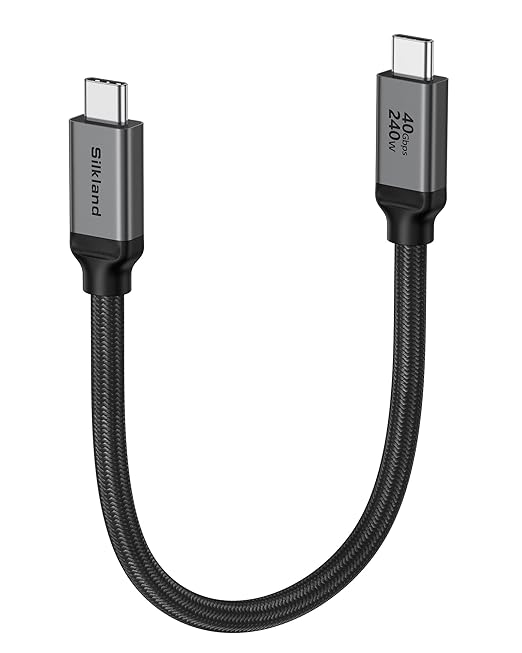 Silkland USB 4 for Thunderbolt 4 Cable 1FT, 40Gbps Data Transfer, 240W PD3.1 Fast Charging, 8K@60Hz, Short USB C Data Cable Compatible with Thunderbolt 3, iPhone 17/16, SSD, MacBook, Hub, Dock