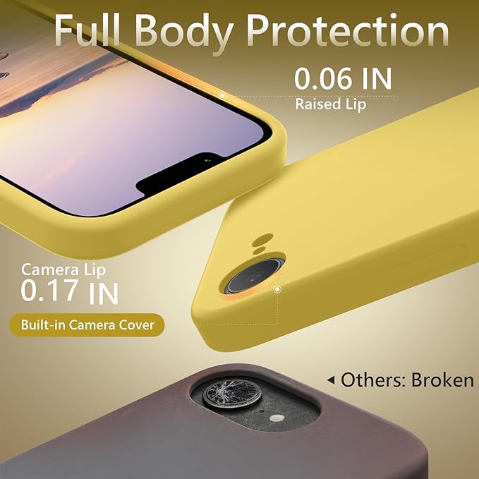 FireNova Magnetic for iPhone 17e Case/iPhone 16e Case, Compatible with MagSafe, [Silicone Camera Protection] Microfiber Lining Phone Case, 6.1", Yellow