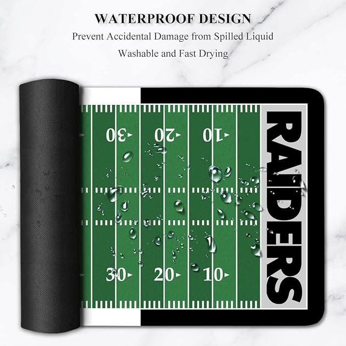 Large Gaming Mouse Pad, Mousepad with Non-Slip Rubber Base for Laptop Computer Desktop Keyboard,Football Fans Boy Husband Gift Black Design Mat