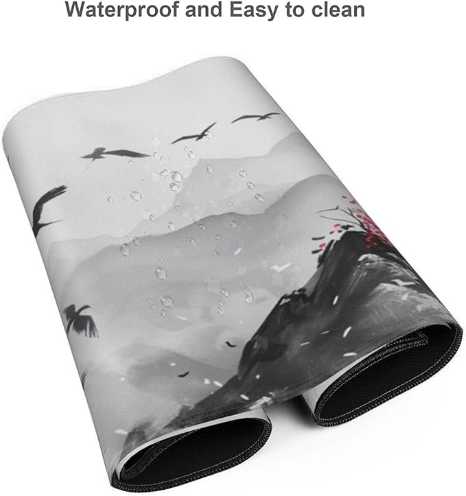 3XL Extended Gaming Mouse Pad -Watercolor Cherry Blossom 24x48 Inch Mouse Mats Desk Pad,Large Desk Mat,Extended Keyboard Mousepad with Non-Slip Base and Stitched Edge for Home Office